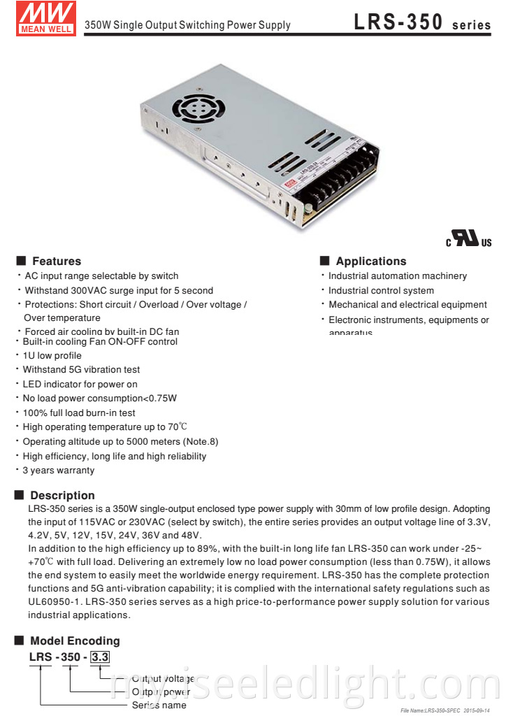 Meanwell LRS-350-5 Datasheet